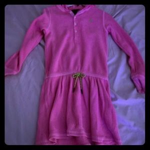 Little girls pink polo hooded waffle dress